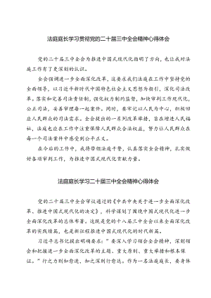 法庭庭长学习贯彻党的二十届三中全会精神心得体会范本7篇（详细版）.docx