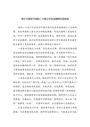 （7篇）审计干部学习党的二十届三中全会精神交流发言（最新版）.docx