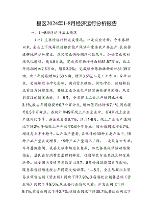 县区2024年1－8月经济运行分析报告.docx