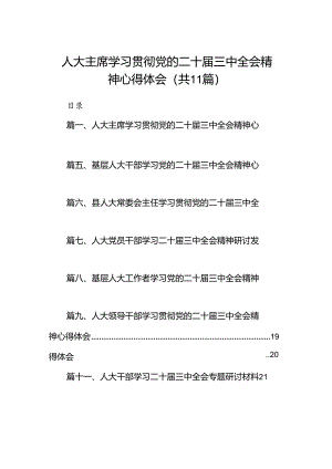 （11篇）人大主席学习贯彻党的二十届三中全会精神心得体会集合.docx