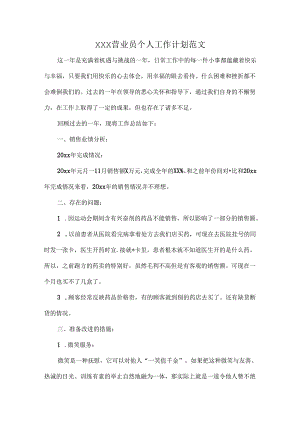 XXX营业员个人工作计划范文.docx