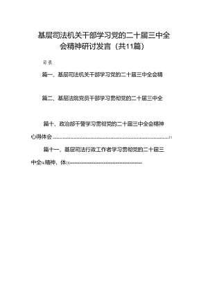 （11篇）基层司法机关干部学习党的二十届三中全会精神研讨发言（精选）.docx