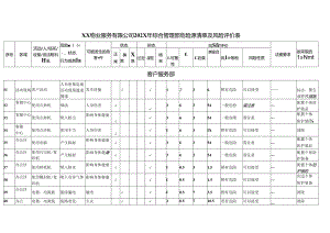 XX物业服务有限公司202X年客户服务部危险源清单及风险评价表（2024年）.docx
