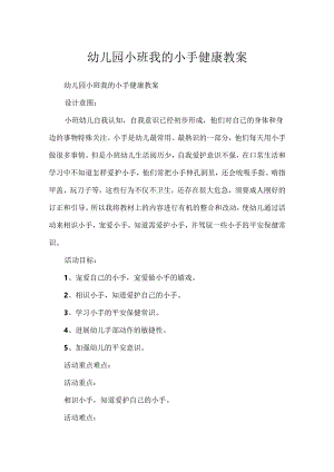幼儿园小班我的小手健康教案.docx