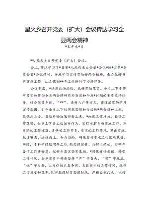 星火乡召开党委（扩大）会议+传达学习全县两会精神.docx
