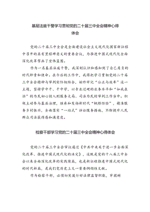 基层法庭干警学习贯彻党的二十届三中全会精神心得体会8篇（详细版）.docx