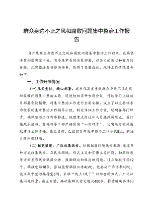 局群众身边不正之风和腐败问题集中整治工作报告.docx