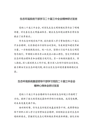 生态环境系统干部学习二十届三中全会精神研讨发言（共四篇）.docx