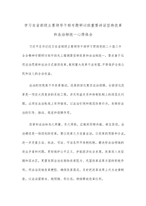 学习在省部级主要领导干部专题研讨班重要讲话坚持改革和法治相统一心得体会.docx