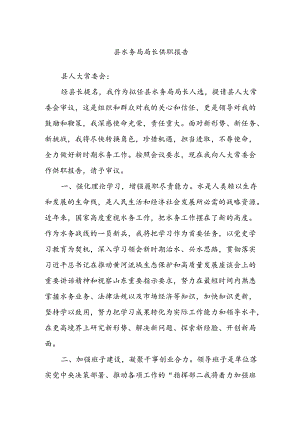 县水务局局长供职报告.docx