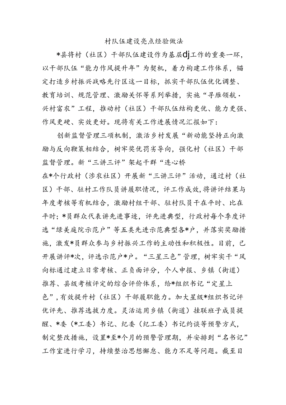 村队伍建设亮点经验做法.docx_第1页