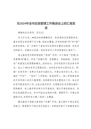 在2024年全市应急管理工作推进会上的汇报发言.docx