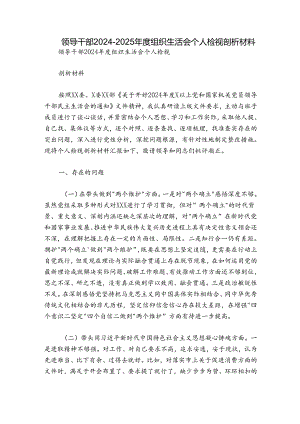 领导干部2024-2025年度组织生活会个人检视剖析材料.docx