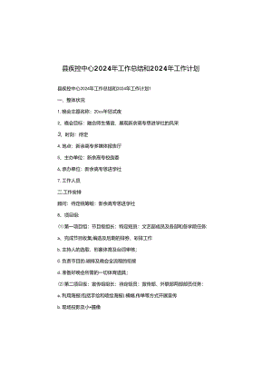 县疾控中心2024年工作总结和2024年工作计划.docx