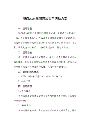 街道办事处2024年国际减灾日活动方案.docx