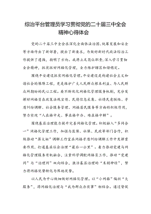 综治平台管理员学习贯彻党的二十届三中全会精神心得体会.docx