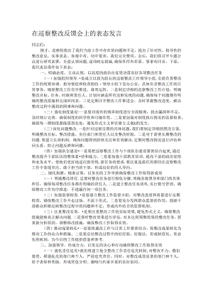在巡察整改反馈会上的表态发言.docx