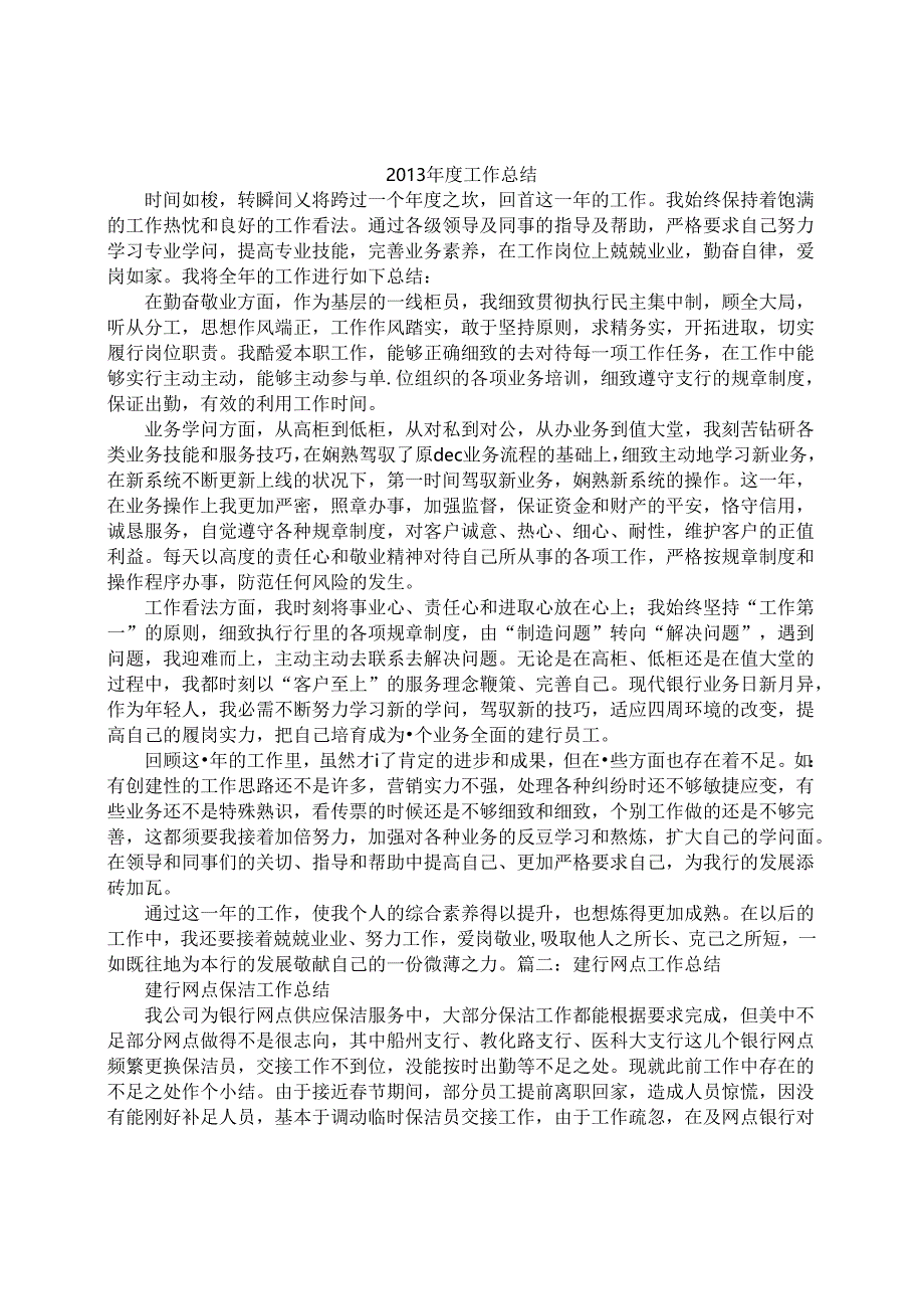 建设银行支行工作总结.docx_第1页