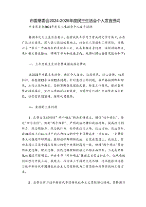 市委常委会2024-2025年度民主生活会个人发言提纲.docx