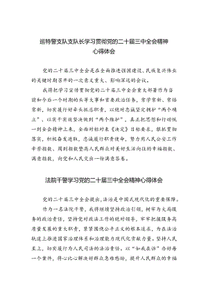 巡特警支队支队长学习贯彻党的二十届三中全会精神心得体会（共五篇）.docx