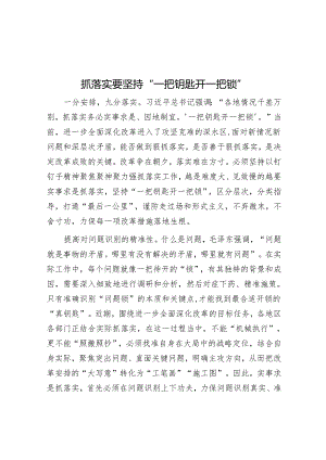 抓落实要坚持“一把钥匙开一把锁”.docx