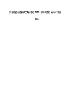 开展整治违规吃喝问题专项行动方案10篇（详细版）.docx