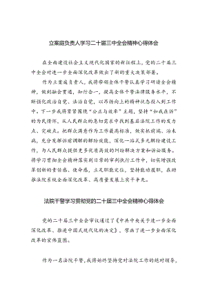 立案庭负责人学习二十届三中全会精神心得体会（共五篇）.docx
