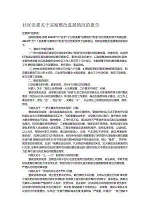 社区党委关于巡察整改进展情况的报告.docx