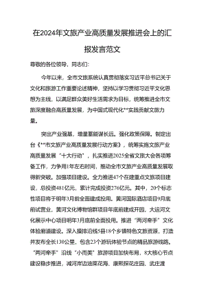 在2024年文旅产业高质量发展推进会上的汇报发言范文.docx