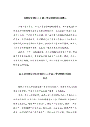 （9篇）基层民警学习二十届三中全会精神心得体会（详细版）.docx