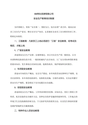 XX再生资源有限公司安全生产教育培训制度（2024年）.docx