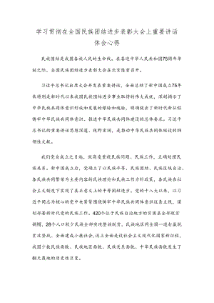 学习贯彻在全国民族团结进步表彰大会上重要讲话体会心得.docx