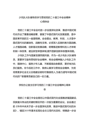 （9篇）少先队大队辅导员学习贯彻党的二十届三中全会精神心得体会汇编.docx