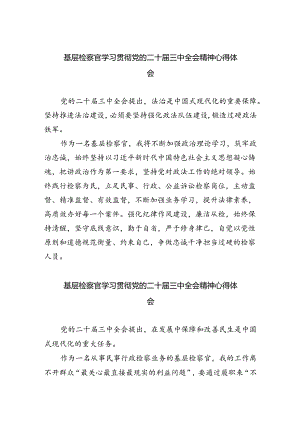 （9篇）基层检察官学习贯彻党的二十届三中全会精神心得体会范文精选.docx