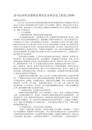 县司法局在县委政法委员会全体会议上的发言材料.docx