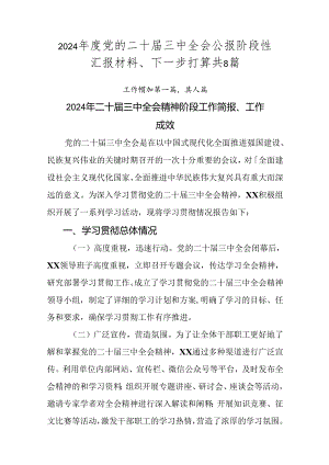 2024年度党的二十届三中全会公报阶段性汇报材料、下一步打算共8篇.docx