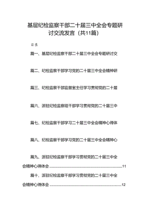 （11篇）基层纪检监察干部二十届三中全会专题研讨交流发言范文.docx