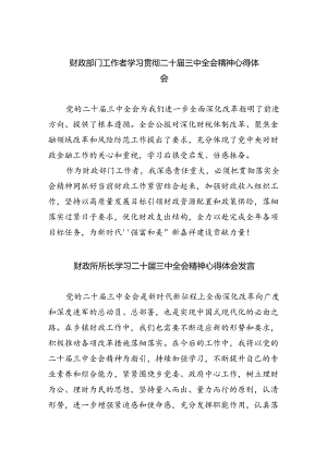 财政部门工作者学习贯彻二十届三中全会精神心得体会5篇（精选版）.docx
