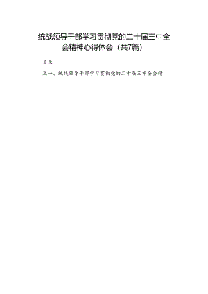 统战领导干部学习贯彻党的二十届三中全会精神心得体会7篇（精选版）.docx
