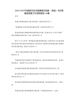 2024-2025年度县市及市直属单位党委（党组）书记抓基层党建工作述职报告-16篇.docx