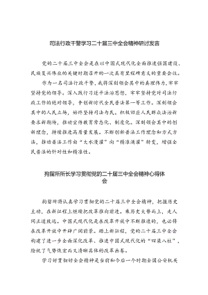 司法行政干警学习二十届三中全会精神研讨发言8篇（精选版）.docx