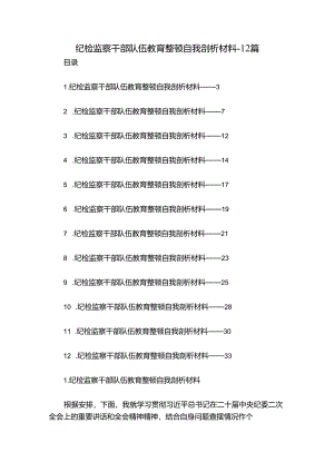 纪检监察干部队伍教育整顿自我剖析材料-12篇.docx