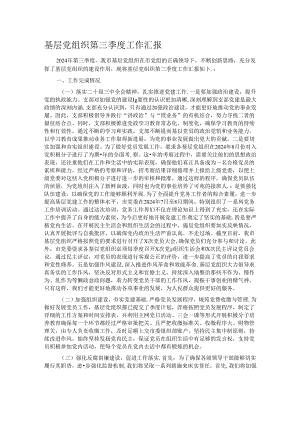基层党组织第三季度工作汇报.docx