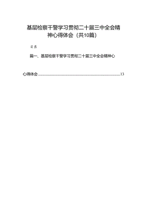 （10篇）基层检察干警学习贯彻二十届三中全会精神心得体会范文.docx