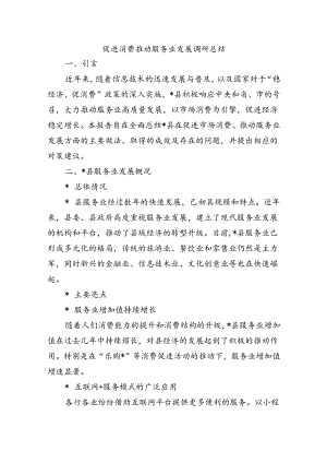 促进消费推动服务业发展调研总结.docx