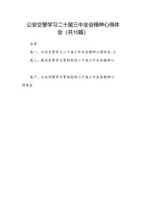 公安交警学习二十届三中全会精神心得体会10篇（详细版）.docx