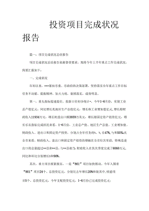 投资项目完成情况报告.docx