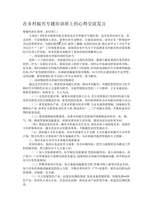 在乡村振兴专题培训班上的心得交流发言.docx