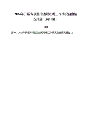 2024年开展专项整治违规吃喝工作情况自查情况报告（共10篇）.docx