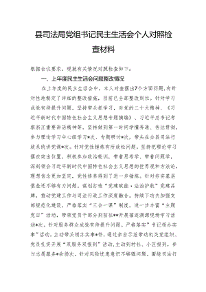 县司法局党组书记民主生活会个人对照检查材料.docx